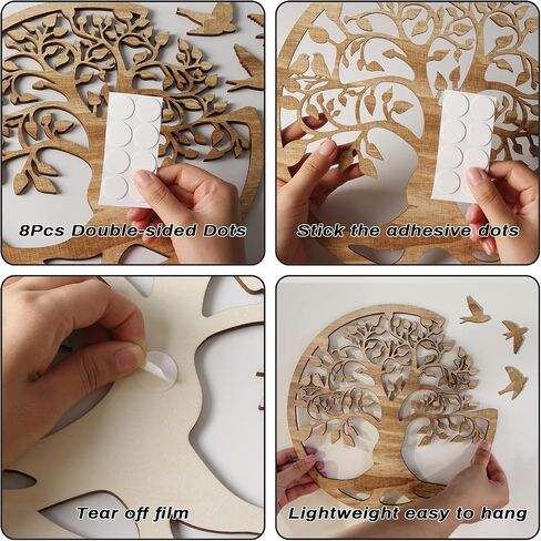 Tree of Life Wall Art Wooden Tree Life Wall Decor with Three Birds 12 Inch Round Family Tree Life Wall Hanging Plaque for Bedroom Living Room Kitchen Office Farmhouse Decor Indoor Outdoor (Round Tree of Life - Wood Color) in Saudi Arabia