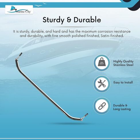 MARINE CITY 304 Grade Stainless Steel Smooth Polished Heavy Duty Boat Handle Oval Tube Grab Bar Mount Handrail with Flange and Studs 23 Inches for Marines – Boats – Yachts – RVs (Pack of 1) in Saudi Arabia