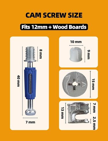 15 x 11.5mm Cam Lock Screws for Furniture 10 Sets,Cam Lock Fasteners Compitable with IKEA Hardware Parts, Eccentric Wheels Repair Spare Parts Nut & Bolt Assortment Sets in Kuwait