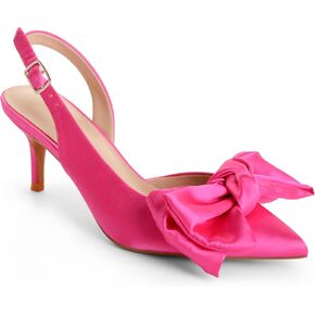 Kitten Heels for Women Closed Toe Bow Heels Shoes Pointed Toe Sling back Bow Heels in Kuwait