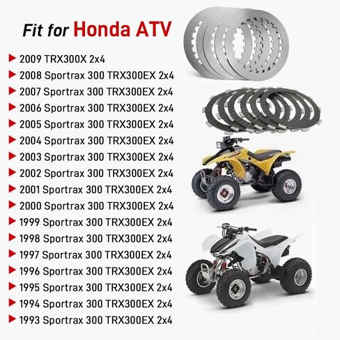 300EX Clutch Friction Plates Gasket & Oil Filter Kit Compatible with Honda Sportrax 300 TRX300EX 1993-2008 TRX300X 2009 in Saudi Arabia