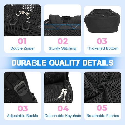 Mesh Backpack, Heavy Duty Mesh Bookbag for Girls Boys Kids, See Through Clear Backpacks, Net Backpack Transparent Breathable for School Beach Swim Travel Outdoor, Black in Kuwait