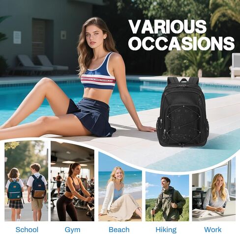 Mesh Backpack, Heavy Duty Mesh Bookbag for Girls Boys Kids, See Through Clear Backpacks, Net Backpack Transparent Breathable for School Beach Swim Travel Outdoor, Black in Kuwait