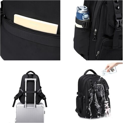 حقيبة ظهر للبنات مع صندوق الغداء والقلم الرصاص ، سفر Daypack حقيبة ظهر لطيفة للمراهقين للبنات الطلاب (الأسود والأرجواني) in Saudi Arabia