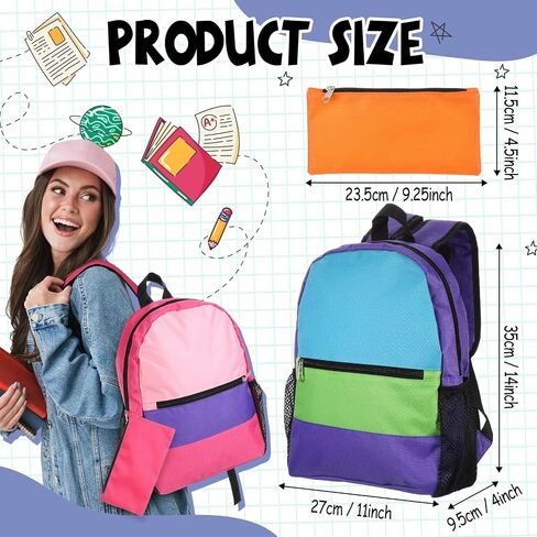 Cholemy 24 Pack 14" Kids Backpack Bulk for School with Zipper Pencil Pouch, Wholesale Bookbag Lightweight Travel Gym Bag for Student (Stylish Color) in Saudi Arabia