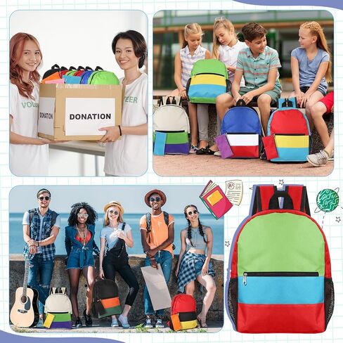 Cholemy 24 Pack 14" Kids Backpack Bulk for School with Zipper Pencil Pouch, Wholesale Bookbag Lightweight Travel Gym Bag for Student (Stylish Color) in Saudi Arabia