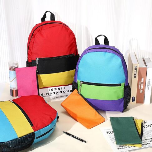 Cholemy 24 Pack 14" Kids Backpack Bulk for School with Zipper Pencil Pouch, Wholesale Bookbag Lightweight Travel Gym Bag for Student (Stylish Color) in Saudi Arabia