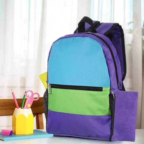 Cholemy 24 Pack 14" Kids Backpack Bulk for School with Zipper Pencil Pouch, Wholesale Bookbag Lightweight Travel Gym Bag for Student (Stylish Color) in Saudi Arabia