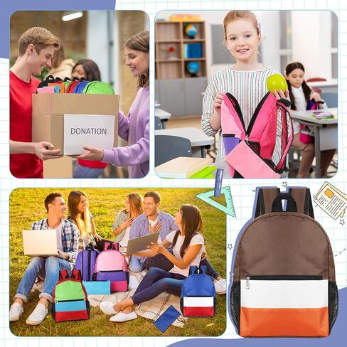 Cholemy 24 Pack 14" Kids Backpack Bulk for School with Zipper Pencil Pouch, Wholesale Bookbag Lightweight Travel Gym Bag for Student (Stylish Color) in Saudi Arabia