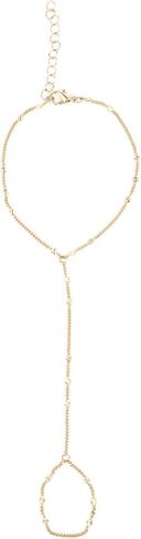 Ring Bracelet Hand Chain for Women, Dainty Gold Finger Ring Bracelet Adjustable Stylish Hand Jewelry Perfect for Women Fashion Jewelry Gift in Saudi Arabia