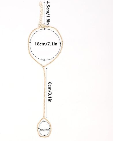 Ring Bracelet Hand Chain for Women, Dainty Gold Finger Ring Bracelet Adjustable Stylish Hand Jewelry Perfect for Women Fashion Jewelry Gift in Saudi Arabia