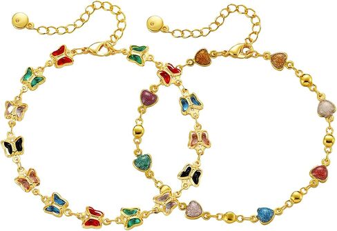 أساور ملونة لوكيل لوكيل للنساء ، سوار Boho Charm المطلي بالذهب 18K ، والمجوهرات الأنيقة تتجه للنساء ، ومثالية للارتداء اليومي ، والعطلات ، والعطاء الهدايا in Kuwait