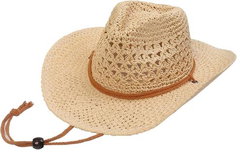 Women/Men Straw Cowboy Hat Wide Brim Sun Beach Cowgirl Hat Summer Western Cowboy for Travel Outdoor Family in Saudi Arabia