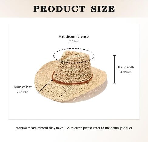 Women/Men Straw Cowboy Hat Wide Brim Sun Beach Cowgirl Hat Summer Western Cowboy for Travel Outdoor Family in Saudi Arabia