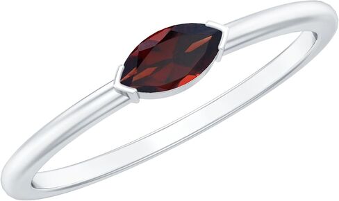 خاتم وعد حقيقي معتمد في الفضة المطلية بالذهب 14K ، جودة AAA ، خاتم Birthstone في يناير - جاهز للهدية in Saudi Arabia