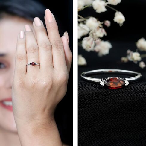 خاتم وعد حقيقي معتمد في الفضة المطلية بالذهب 14K ، جودة AAA ، خاتم Birthstone في يناير - جاهز للهدية in Saudi Arabia