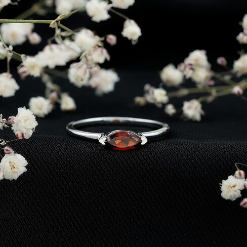 خاتم وعد حقيقي معتمد في الفضة المطلية بالذهب 14K ، جودة AAA ، خاتم Birthstone في يناير - جاهز للهدية in Saudi Arabia