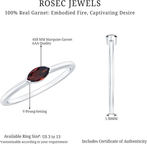 خاتم وعد حقيقي معتمد في الفضة المطلية بالذهب 14K ، جودة AAA ، خاتم Birthstone في يناير - جاهز للهدية in Saudi Arabia