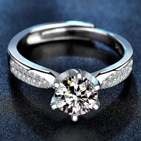 1CT/2CT Series Series Moissanite Ring ، 952 Silver ، D-Color VVS1-2 ، Ring Rings for Women in Saudi Arabia