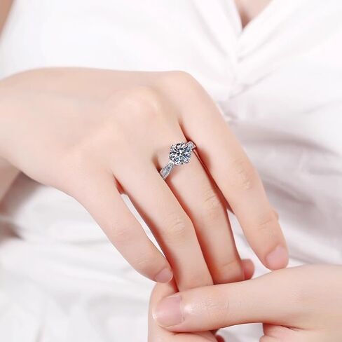 1CT/2CT Series Series Moissanite Ring ، 952 Silver ، D-Color VVS1-2 ، Ring Rings for Women in Saudi Arabia