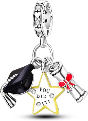 تمرير التخرج ، CAP و Do Do Star Charm ، سحر الفضة الاسترليني ، سحر هدية التخرج ، مناسب لباندورا ، هدية للنساء in Saudi Arabia