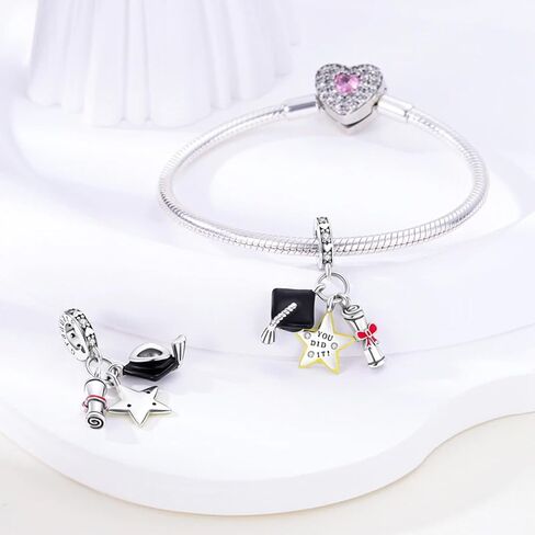 تمرير التخرج ، CAP و Do Do Star Charm ، سحر الفضة الاسترليني ، سحر هدية التخرج ، مناسب لباندورا ، هدية للنساء in Saudi Arabia