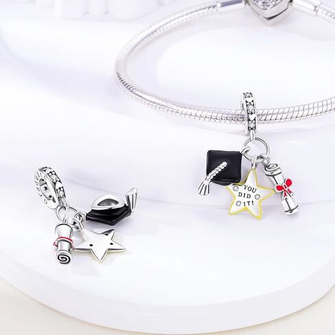 تمرير التخرج ، CAP و Do Do Star Charm ، سحر الفضة الاسترليني ، سحر هدية التخرج ، مناسب لباندورا ، هدية للنساء in Saudi Arabia