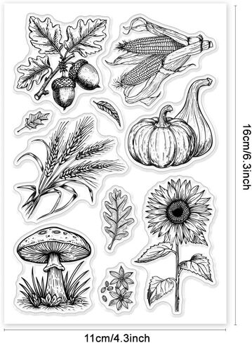 GLOBLELAND Fall Thanksgiving Happy Harvest Clear Stamps for Cards Making Autumn Pumpkin Word Clear Stamp Seals Transparent Stamps for DIY Scrapbooking Photo Album Journal Home Decoration in Saudi Arabia