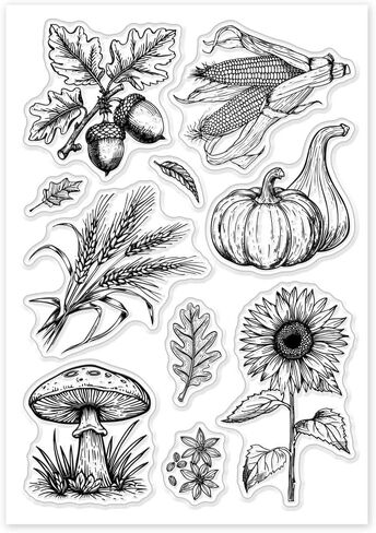 GLOBLELAND Fall Thanksgiving Happy Harvest Clear Stamps for Cards Making Autumn Pumpkin Word Clear Stamp Seals Transparent Stamps for DIY Scrapbooking Photo Album Journal Home Decoration in Saudi Arabia