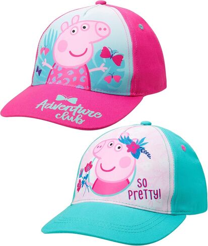 Hasbro Peppa Pig Baseball Cap – Girls Peppa Pig Curved Brim Snap-Back Hat (2 Pack), Size Age 2-4, Pink/Teal in Saudi Arabia