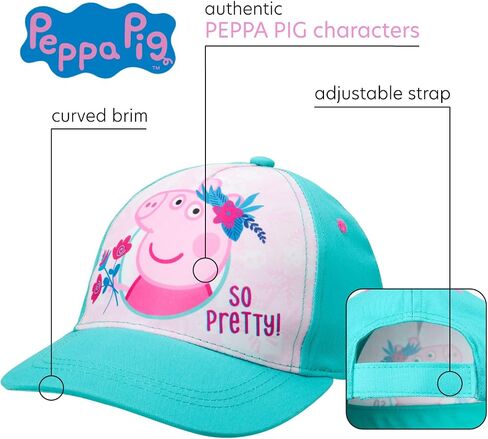 Hasbro Peppa Pig Baseball Cap – Girls Peppa Pig Curved Brim Snap-Back Hat (2 Pack), Size Age 2-4, Pink/Teal in Saudi Arabia