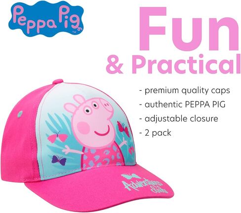 Hasbro Peppa Pig Baseball Cap – Girls Peppa Pig Curved Brim Snap-Back Hat (2 Pack), Size Age 2-4, Pink/Teal in Saudi Arabia