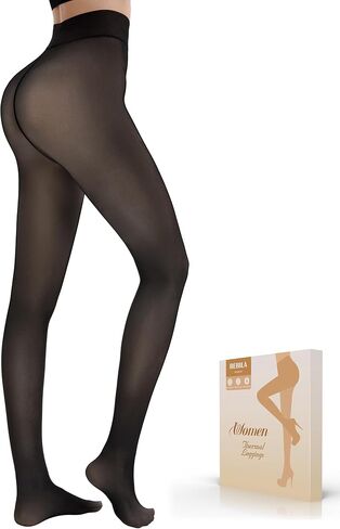 Bebila Fleece Lined Tights Women, Fake Translucent Warm Tights for Winter Sheer Pantyhose Thermal Leggings in Kuwait