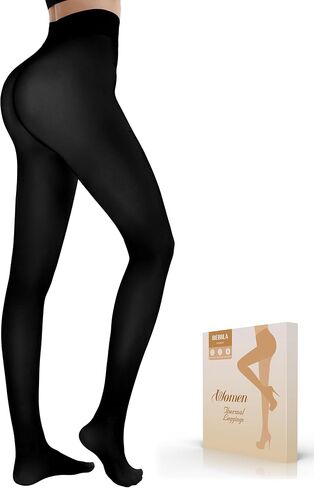 Bebila Fleece Lined Tights Women, Fake Translucent Warm Tights for Winter Sheer Pantyhose Thermal Leggings in Kuwait