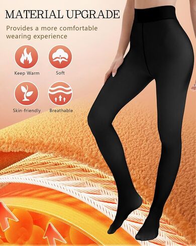 Bebila Fleece Lined Tights Women, Fake Translucent Warm Tights for Winter Sheer Pantyhose Thermal Leggings in Kuwait