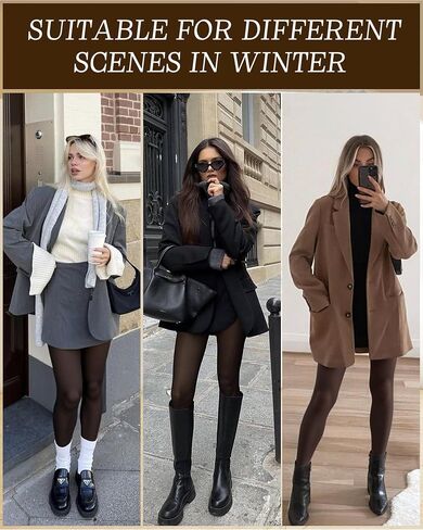 Bebila Fleece Lined Tights Women, Fake Translucent Warm Tights for Winter Sheer Pantyhose Thermal Leggings in Kuwait