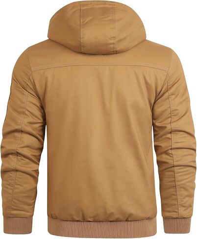 HOOD CREW Men’s Casual Winter Jackets Thick Cotton Warm Fleece Lined Coats Multi Pockets Cargo Work Jacket with Hood in Saudi Arabia
