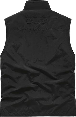 Men's Outdoor Utility Vest, Navy Blue, Multiple Zippered Pockets, Stand Collar in Kuwait