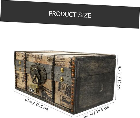 Vintage Wooden Treasure Chest Storage Box with Password Lock Retro Trinket Organizer for Jewelry Small Keepsakes and Memorabilia Compact Antique Style Design for Desktop in Saudi Arabia