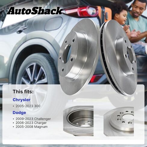 Autoshack Front Disc Brake Rotors استبدال 2005-2008 Dodge Magnum 2006-2023 Charger 2009-2023 Challenger 2005-2023 Chrysler 300 3.5L 3.6L 5.7L 6.2L 6.4L V6 AWD RWD 13.6 "(345.0 مم) R63025PRS in Kuwait