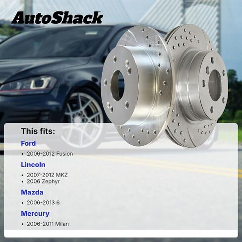 Autoshack Front Pridgle Slotted Brake Rotors زوج فضية من 2 بديل لعام 2006-2011 Mercury Milan 2007-2012 Lincoln MKZ 2006-2012 Ford Fusion 2006-2013 Mazda 6 PR64144DSPREPR in Saudi Arabia