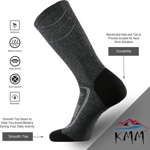 KMM Men's Merino Wool Cushion Crew Socks Moisture Wicking Control Medium Weight Warm for Outdoor Hiking Hike Trail Cycling(Mix Color2 XL) in Saudi Arabia