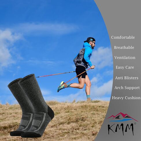 KMM Men's Merino Wool Cushion Crew Socks Moisture Wicking Control Medium Weight Warm for Outdoor Hiking Hike Trail Cycling(Mix Color2 XL) in Saudi Arabia