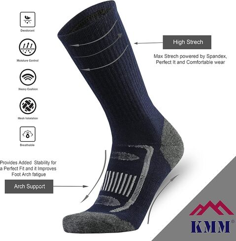 KMM Men's Merino Wool Cushion Crew Socks Moisture Wicking Control Medium Weight Warm for Outdoor Hiking Hike Trail Cycling(Mix Color2 XL) in Saudi Arabia