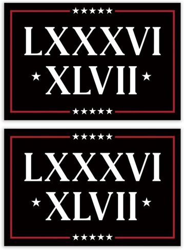 2 Pack 86 47 Car Magnet - Roman Numerals LXXXVI XLVII Car Magnets Auto Truck Fridge Magnetic Decal Bumper Magnet in Saudi Arabia