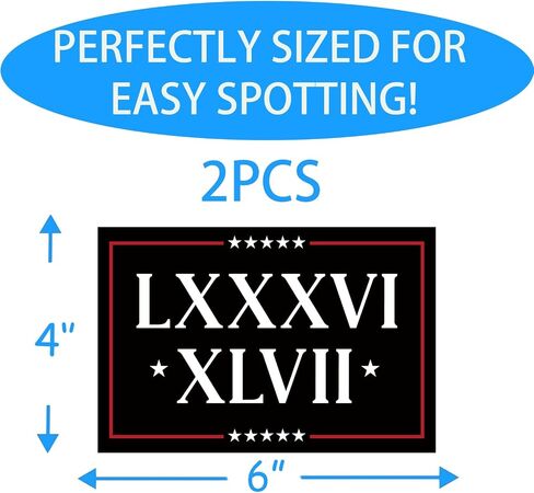 2 Pack 86 47 Car Magnet - Roman Numerals LXXXVI XLVII Car Magnets Auto Truck Fridge Magnetic Decal Bumper Magnet in Saudi Arabia