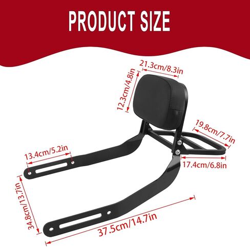 دراجة نارية Sissy Bar Backrest Pack Prastenger Praptengy Presentive for Kawasaki Eliminator 500 SE 2024 2025 Eliminator 500/400/450 2023 2024 2025 Detachable Backrest Pad in Saudi Arabia