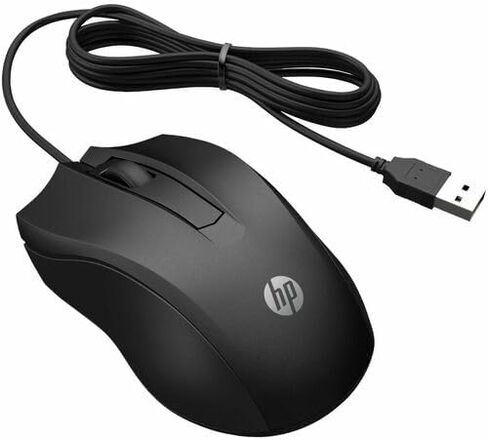 HP Wired Mouse 100 - Precise Optical Sensor with 1600 DPI - Easy USB Connection - Ambidextrous Design - 3 Button Control & Built-in Scrolling - Multi-OS Compatible (6VY96AA#ABL) in Kuwait