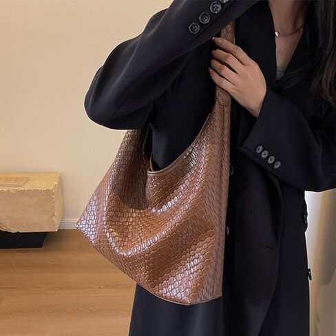 2025 Woven Tote Bag for Women, Fashion Shoulder Hobo Bags, Leather Woven Beach Bag, Work Purses for Women in Saudi Arabia