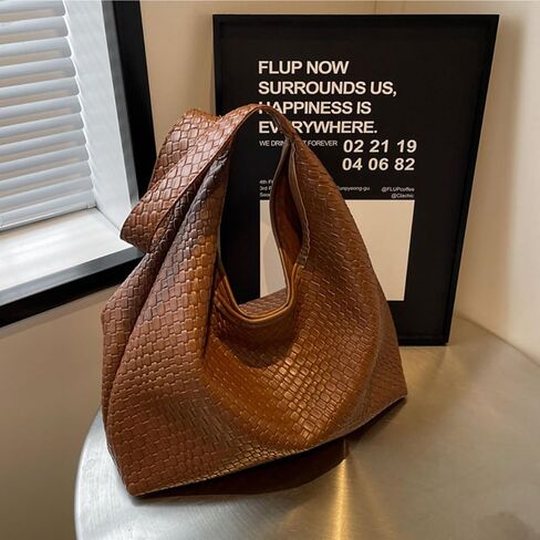 2025 Woven Tote Bag for Women, Fashion Shoulder Hobo Bags, Leather Woven Beach Bag, Work Purses for Women in Saudi Arabia